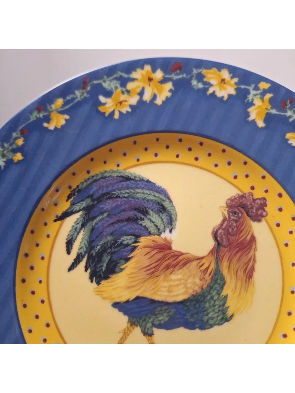 (3) FITZ & FLOYD CLASSIC CHOICES COQ DU VILLAGE ROOSTER PORTRAIT PLATES VINTAGE